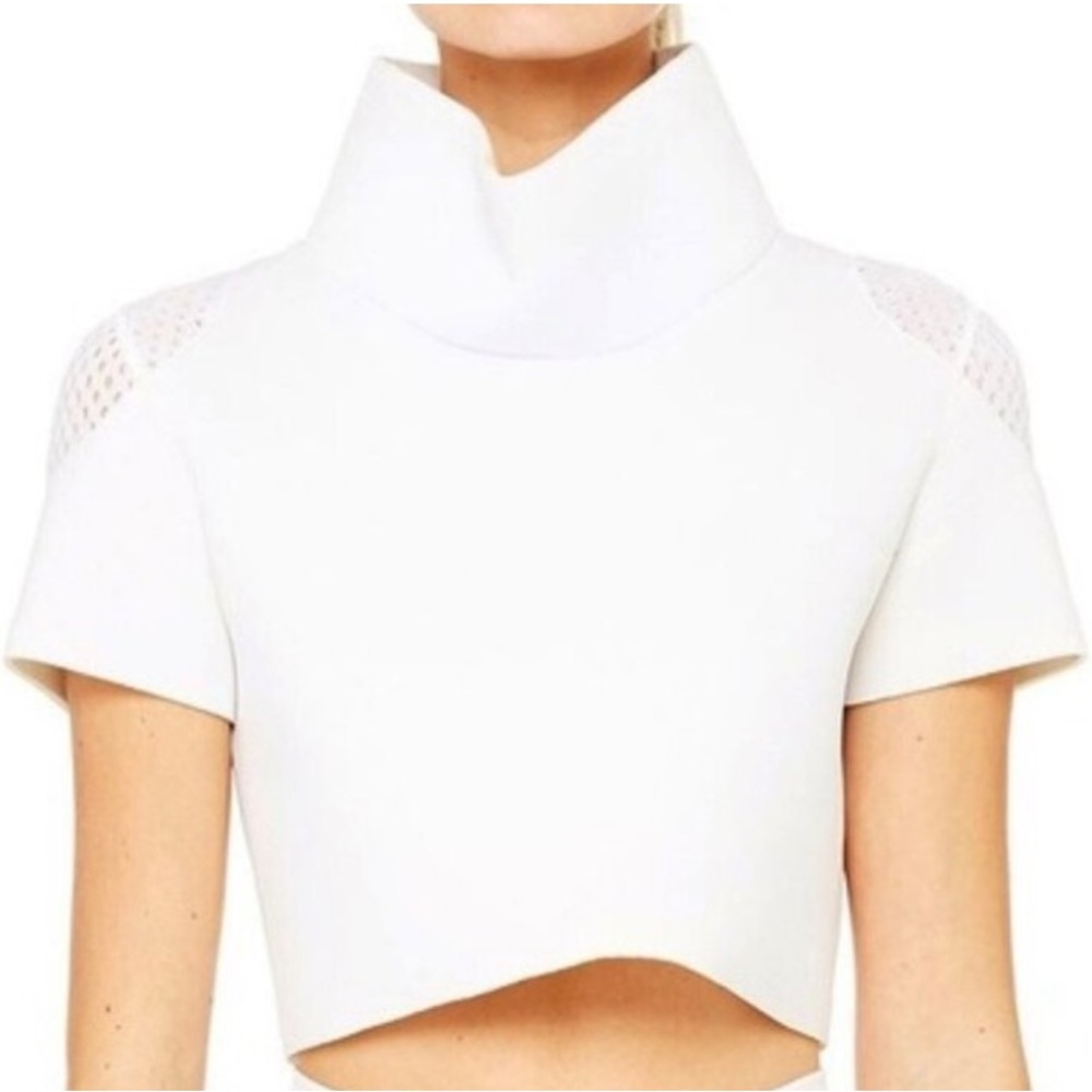 Alo XS In Shape Neoprene Crop Top in White